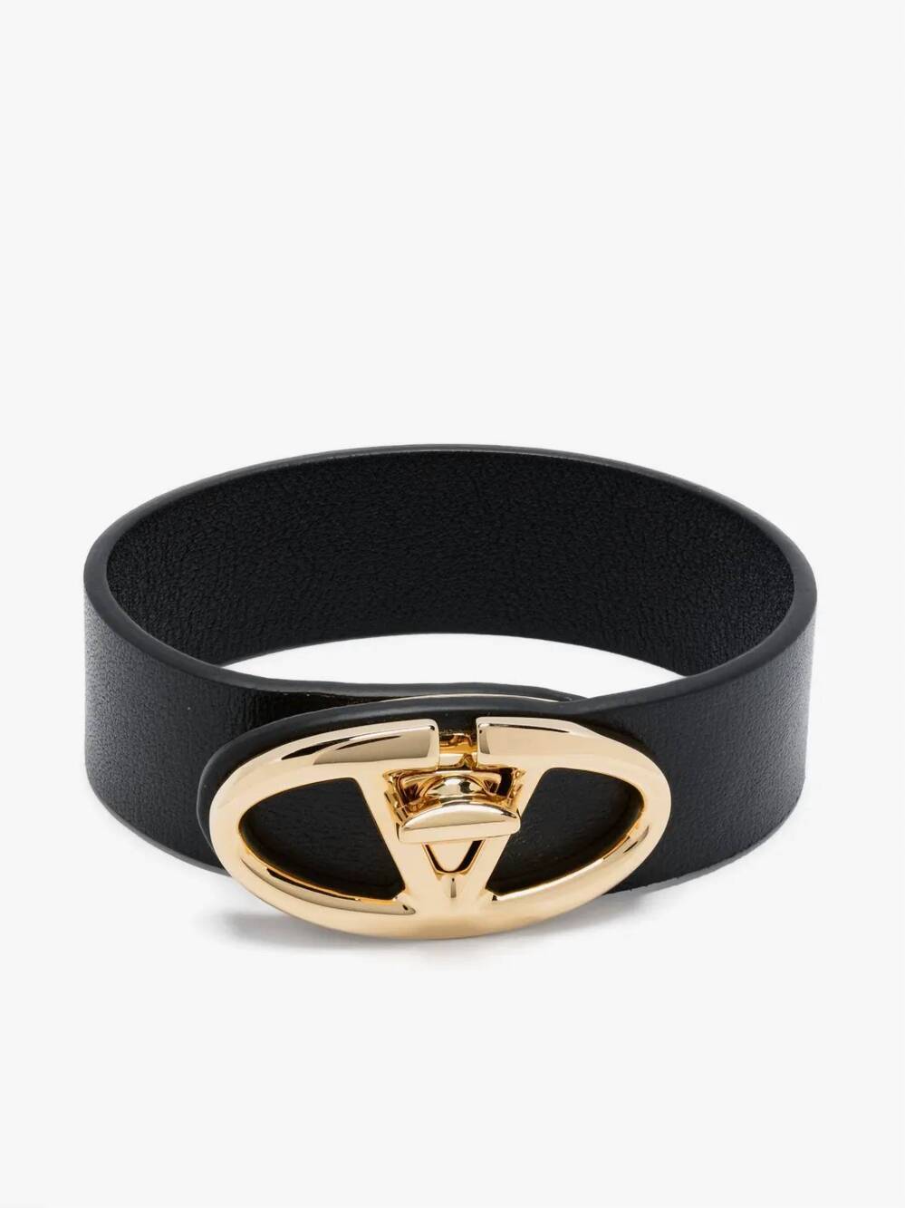 NEW VALENTINO GARAVANI women's bold edition v-logo leather bracelet in black